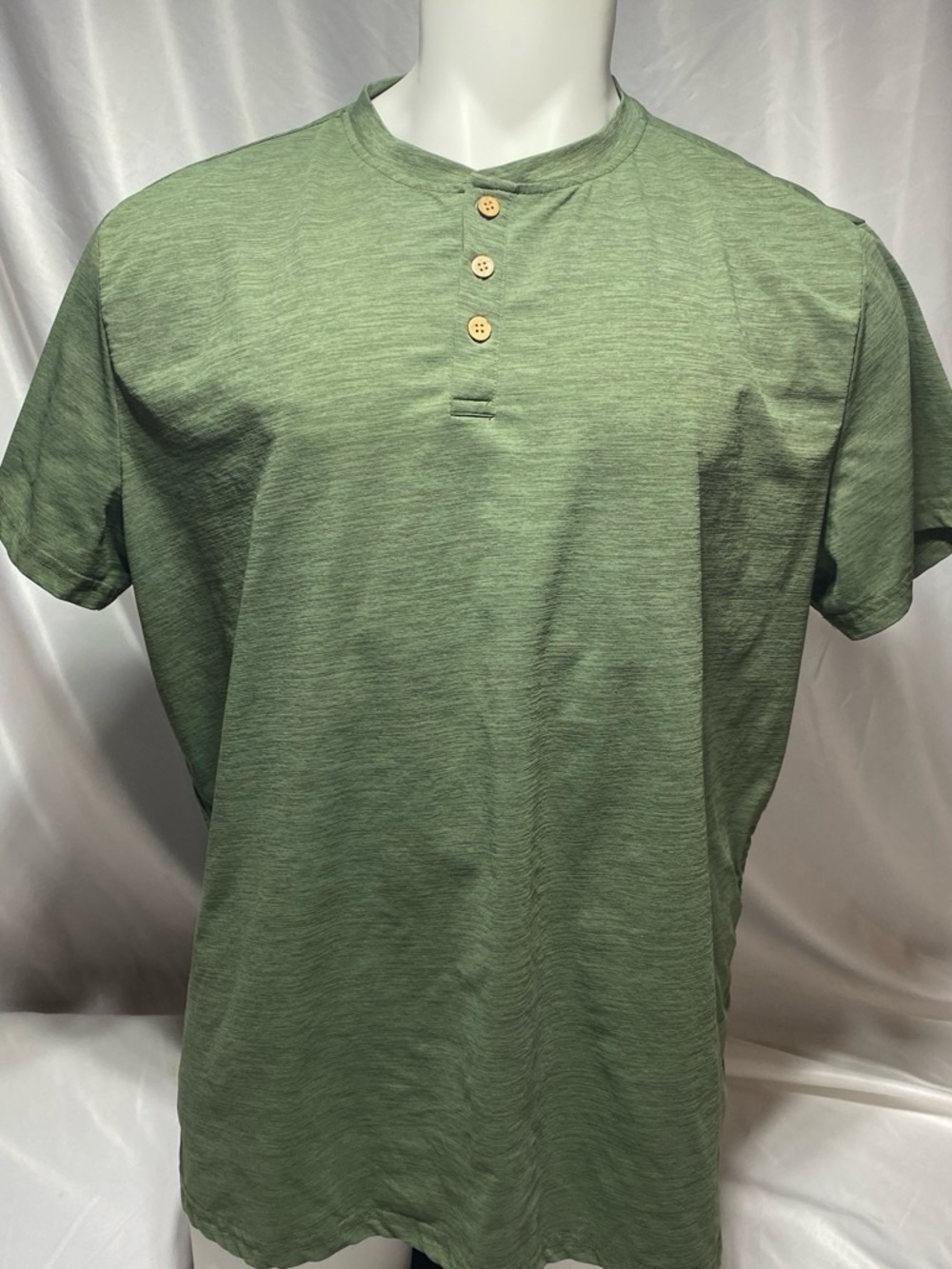 COOFANDY Men's 2XL Green Short Sleeve Henley Shirt 3 Button Casual